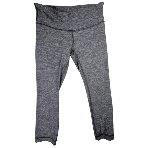Lululemon Pants - Lululemon Wunder Under Crop Leggings Heathered Grey Space Dye Size 6 Yoga Pants